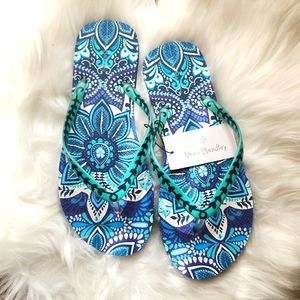 Vera Bradley Women's Flip Flop in Pattern Blue Island Medallion Size M (-8) NWT